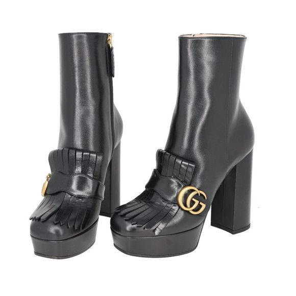 Gucci GG Marmont Fringe Leather Platform Boots - Picture 2 of 6